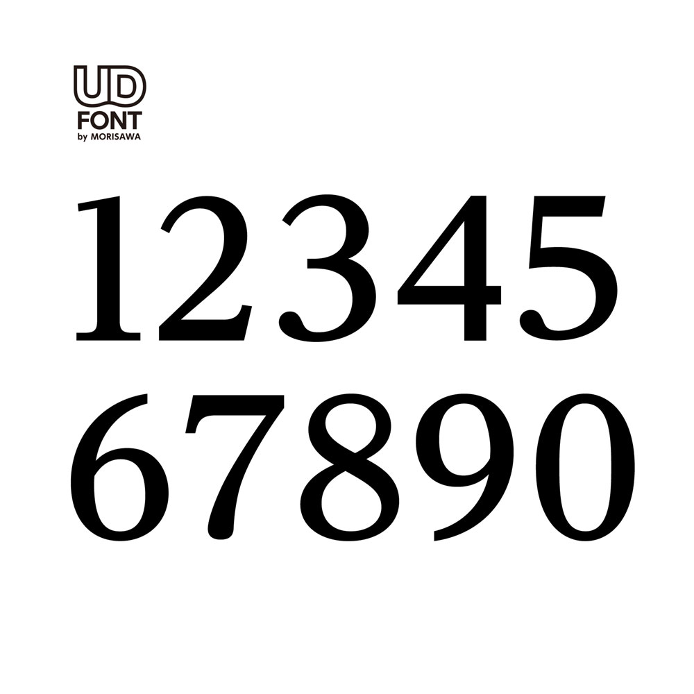 ユニバーサルデザインフォントの数字